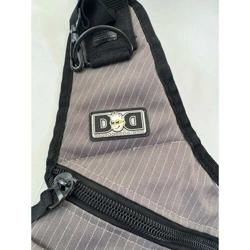 Diaper Dude Diaper Bag Crossbody Adjustable Shoulder Strap Messenger Bag Gray